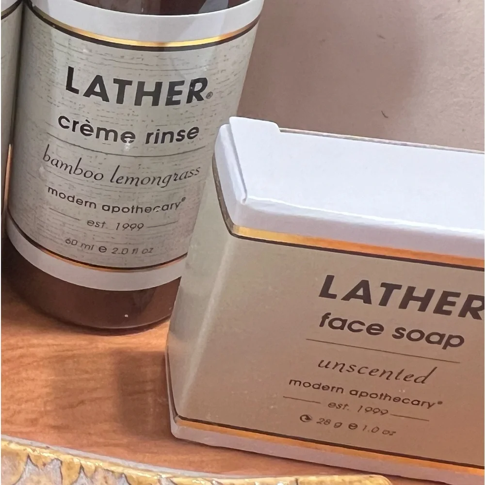 New Lather Bamboo Lemongrass 7 piece Travel Toiletries Set